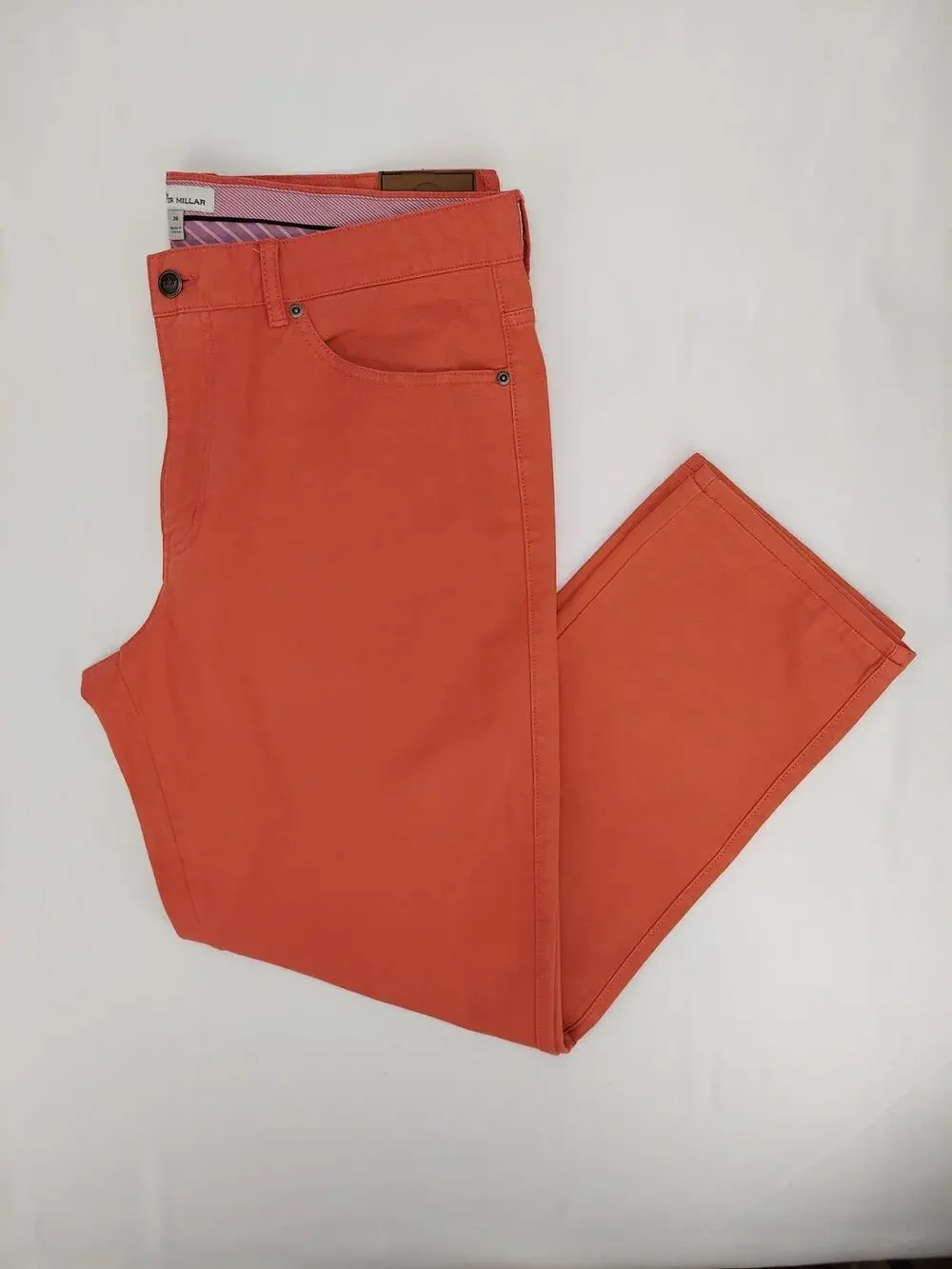 Peter Millar Mens Vintage Canvas 5-Pocket Salmon Chino Golf Pant Ms19B86 36x28